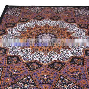Indian Striped Paisley Tapestry Wall Decor Throw Table Cover 100% Cotton Bedspread Indian Jaipur Manufacturer & Wholesaler thumbnail-2