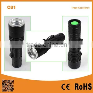 C81 Portable MINI LED Zoom Flashlight Torch With Pen Clip thumbnail-1