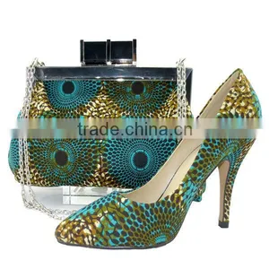 African Wax Printed Fabrics Women's High Heel Shoes And Bags For Party Quality Choice thumbnail-1