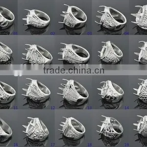 New Product Design 2015 Stainless Steel Indonesia Titanium Ring for Gemstone thumbnail-5