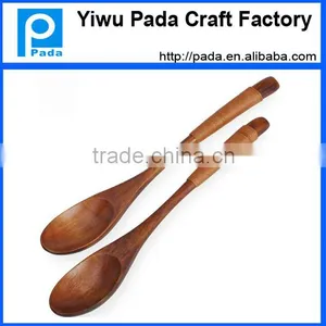 Handmade Natural Wooden Coffee Tea Spoon Kusunoki Lines Long Handle Mixing Spoon 18*2.7cm thumbnail-1