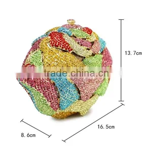 Colorful Floral Shape Clutch Evening Bag Rhinestone Evening Clutch Bags Ladies Purse (8764A-C2) thumbnail-3