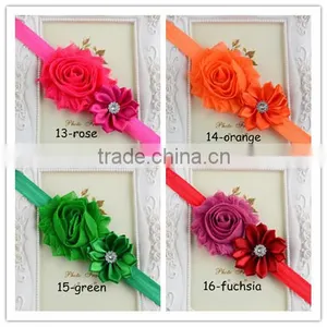 Solid Grosgrain Ribbon Headwear, Kids Girl Chiffon Flower Headband Elastic Hair Band Hair Tie Mixed Colors thumbnail-5