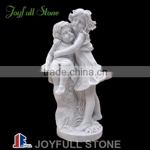 Boy and Girl Marble Child Sculpture Statue thumbnail-1