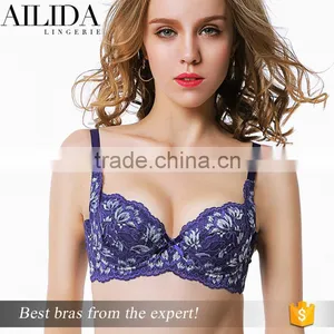TOP Grade Breathable Bra Customized Logo Embroided Padded Ladies Romantic Bra thumbnail-1