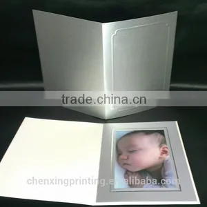 4x6 Vertical Photo Card Frame Baby Wedding Graduation Folding Silver Paper Photo Frame thumbnail-1