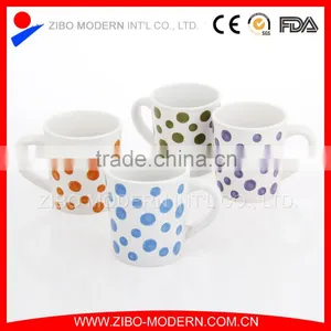 Wholesale Promotion V Shape Porcelain Coffee Mug With Colorful Dots thumbnail-1