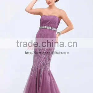 Distinctive Off Shoulder Prom Dress Mermaid Style Beaded 2014 New Model Evening Dress thumbnail-2