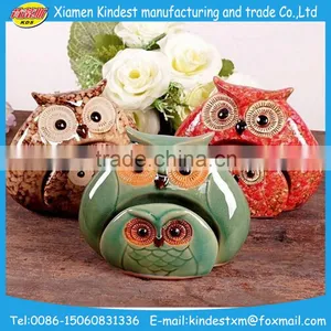 Elegant Cute Little Owl Ceramic Animal Figurine for Decro thumbnail-1