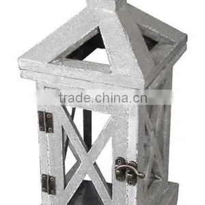 Grey Color Antique Wooden Candle Holder thumbnail-4