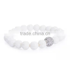 Moon Bodhi Seed Stretch Bracelet Buddhism Prayer Beads Mala White thumbnail-3