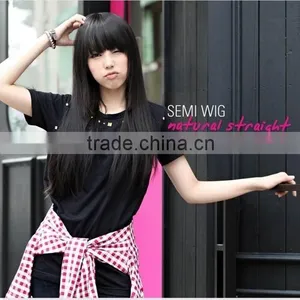 Bestselling 2015 Wholesale Synthetic Wigs Girls Natural Looking Long Black Straight Hair Wigs thumbnail-1