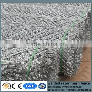 China Metal Enclosure Grills High Security Square Hole Razor Mesh Panels Road Field Fence Wire Dividers With Sharp Razor thumbnail-6