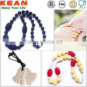 Easily Cleaned With Water Necklaces Silicone Bead Teething Quartz Pink FDA SGS LFGB thumbnail-5