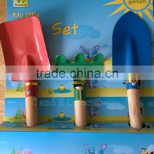Kids Childrens 3 Piece Garden Hand Tools Gardening Tool Set Spade Rake Trowel thumbnail-1