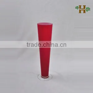 Colored Tall Cone Shaped Cylinder Glass Vase, Handmade Wedding Use Glassware With Pinch Bottom thumbnail-2