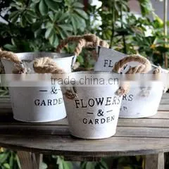 Galvanized Flower Pot With Jute Handle Galvanized | Galvanized Garden Pot And Planters thumbnail-1