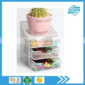 Fashion 4 Tier Metal Mesh Desk Storage/Desk Organizer/Stationery Holder thumbnail-1