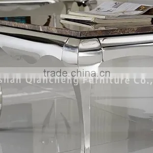 Simple Marble Coffee Table With 4 Stainless Steel Legs thumbnail-3