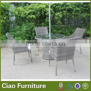 Rattan Outdoor Furniture Grey Rattan Cafe Round Table and Chair thumbnail-3
