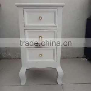 White Three Drawers Wooden Cabinet for Living Room Furnitures thumbnail-1