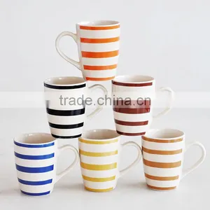 14oz Ceramic Belly Shape Coffee Mug,stoneware With Handpainting thumbnail-1