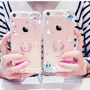 Silicone Cell Phone Case Diamond Mobile Phone Cases for IPhone7/7Plus/6/6s/6plus/6splus Tpu Soft Case With Ring Holder thumbnail-1