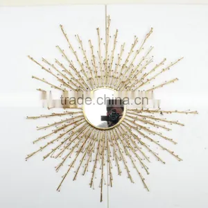 Gold Mirror Hammered Metal Frame Mirror thumbnail-2