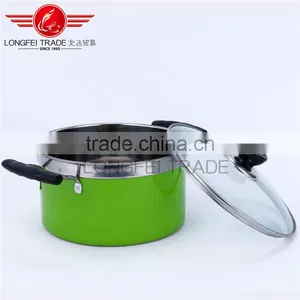 Hot Selling 4pcs Colorized Stainless Steel Soup Pot Kitchen Cookware With Glass Lid thumbnail-4