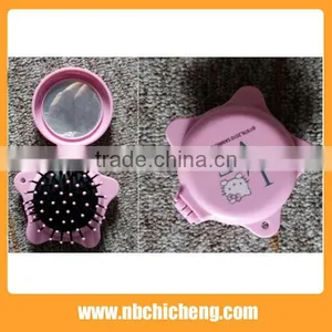 High Quality Mini Star Shape Folding Head Massage Comb Folding Hair Comb With Mirror thumbnail-1