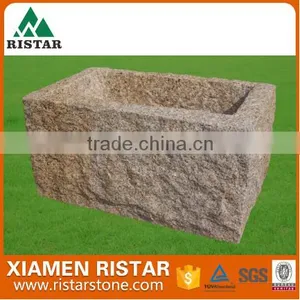 Factory Sale Pink Square Garden Granite Stone Flower Pot thumbnail-1