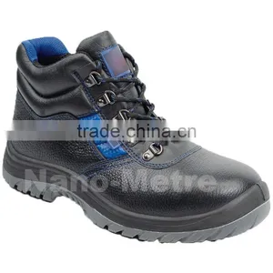 NMSAFETY Middle Cut S1P Safety Shoes Work Shoe With Steel Toe Cap Cow Split Leather Double Density Grey PU Sole thumbnail-1