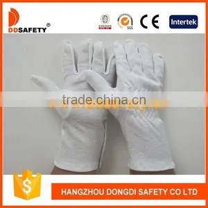DDSAFETY 2017 100% Bleach Cotton Interlock Mini Dots On Palm Shirred Elastic Back Working Gloves thumbnail-1