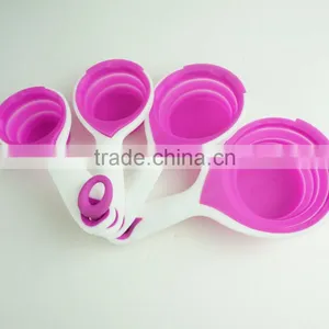 16128 SILICONE MEASURING CUPS SET CUP SPOON KITCHEN TOOL COLLAPSIBLE BAKING COOK thumbnail-2