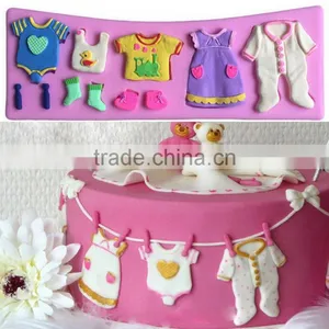 1 PC 2015 Pop 3D Baby Clothes Shower Silicone Mould Fondant Kitchen Cake Mold for Chocolate Baking Tool thumbnail-1