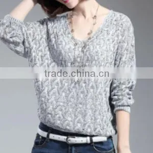 Wool Knitted Sweater for Women,colorful Beaded Neck Pullover for Lady's Wear thumbnail-3