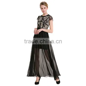 Maxnegio Patchwork Women Black Lace Nude Transparent Dress Girls Sexy Night Black Evening Dress thumbnail-3