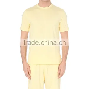 Men's Yellow Blank Summer Wholesale Cotton Pajamas thumbnail-4