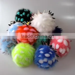 Myfur Real Fox Fur and Rex Rabbit Fur Ball Keychain Pineapple Fur Keychain thumbnail-6