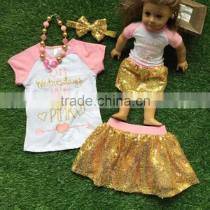 New Girls Spring Design Short Sleeves Outfits Girls Boutique Clothing With Skirts Girls Summer Sets With Accessoreis thumbnail-1