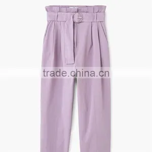 Hot Design Lavender Empire Waist Summer Trousers With Belt Loop thumbnail-5