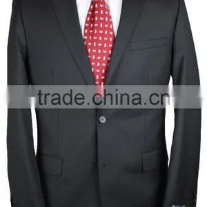 NAAMS MEN'S WOOL 2 BUTTON 2 VENT SLIM FIT SUIT JACKET FLAT FRONT PANT BLACK thumbnail-5