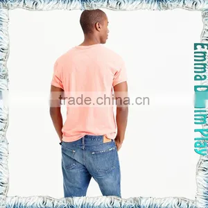 Apparel Factory Mens Dyeing Solid Color Round Neck Pink T Shirts thumbnail-2