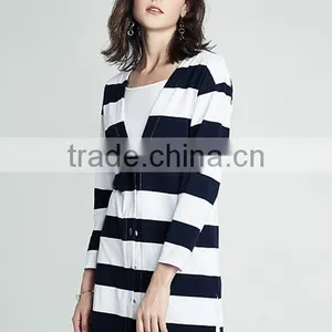 Women's Machine Knitted Patterns Aztec Long Tunic Cotton Cardigan Sweater for Wholesale thumbnail-2
