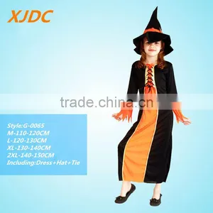 Long Sleeve Black and Orange Color Robe Witch Costume for Kids thumbnail-6