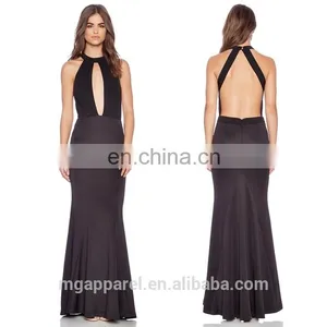 Ladies Black Sexy Long Evening Dress Sexy Halter Neck Evening Gown Evening Dress With Open Back Long thumbnail-1