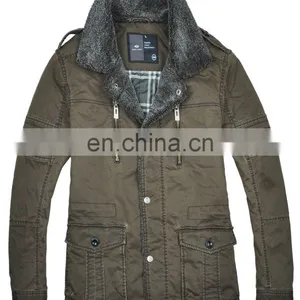 Latest Mens Winter Thick Padded Stylish Denim Jacket With Fur Collar thumbnail-1