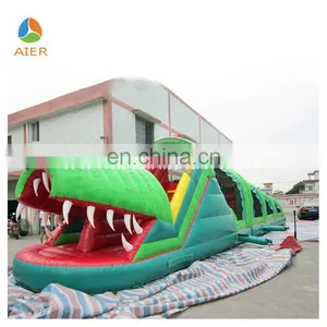Happy Gator Inflatable Tunnel Obstacle Course With Slide thumbnail-1
