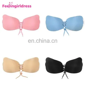 Hot Sale 4 Color Cloth Backless Strapless Invisible Push Up Magic Bra thumbnail-5