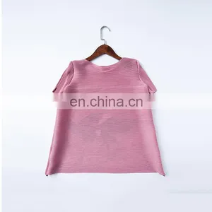 New Fashion Women Summer Short Sleeve Blouse Pleates Clothes thumbnail-6